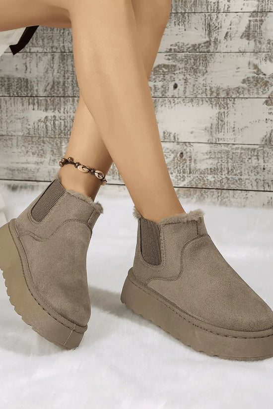 2PCS Cozy Height Increasing Ankle Thick-Soled Boots - IVORYNN