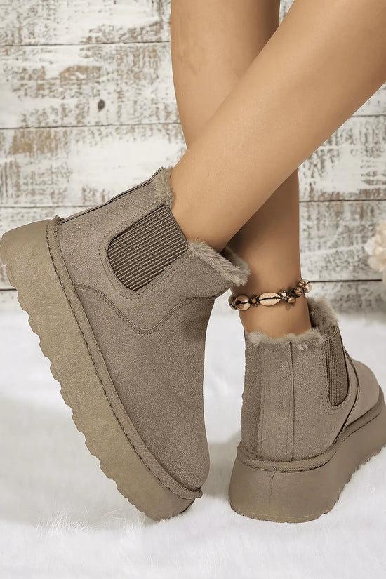 2PCS Cozy Height Increasing Ankle Thick-Soled Boots - IVORYNN