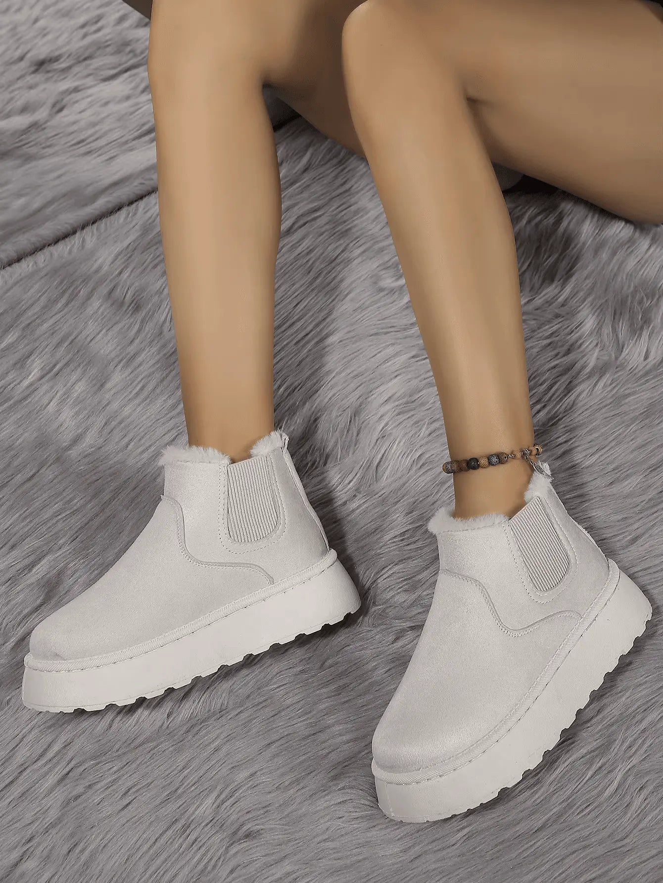 2PCS Cozy Height Increasing Ankle Thick-Soled Boots - IVORYNN