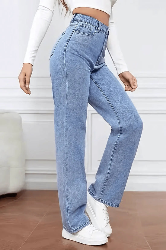 2PCS Vintage High Waist Loose and Stretchy Denim Pants - IVORYNN