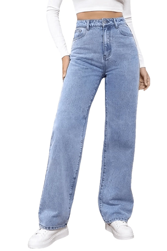 2PCS Vintage High Waist Loose and Stretchy Denim Pants - IVORYNN