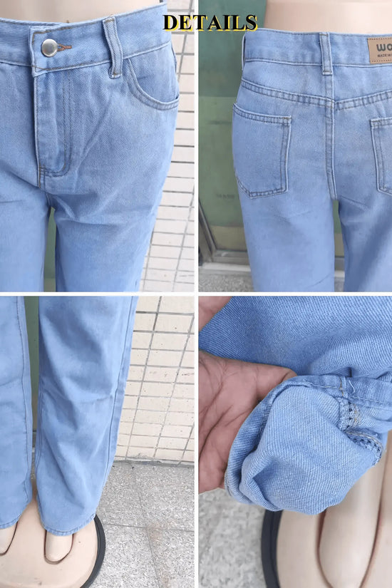 2PCS Vintage High Waist Loose and Stretchy Denim Pants - IVORYNN