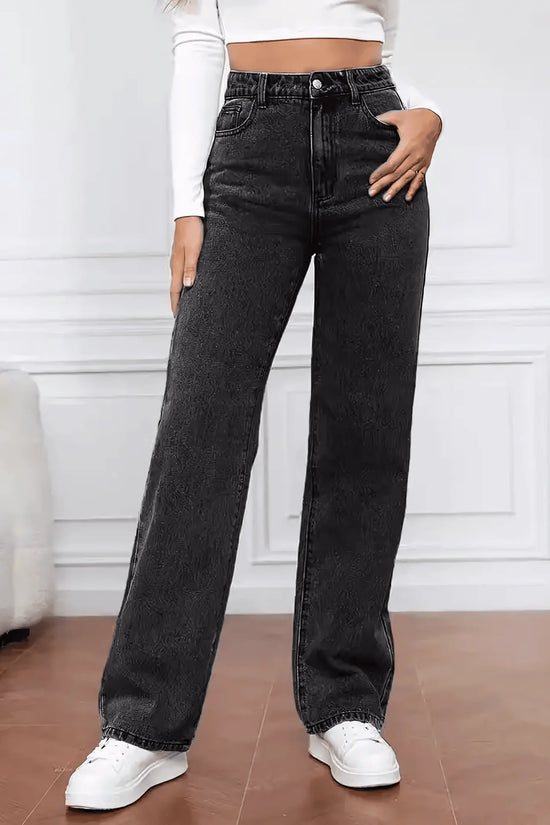 2PCS Vintage High Waist Loose and Stretchy Denim Pants - IVORYNN