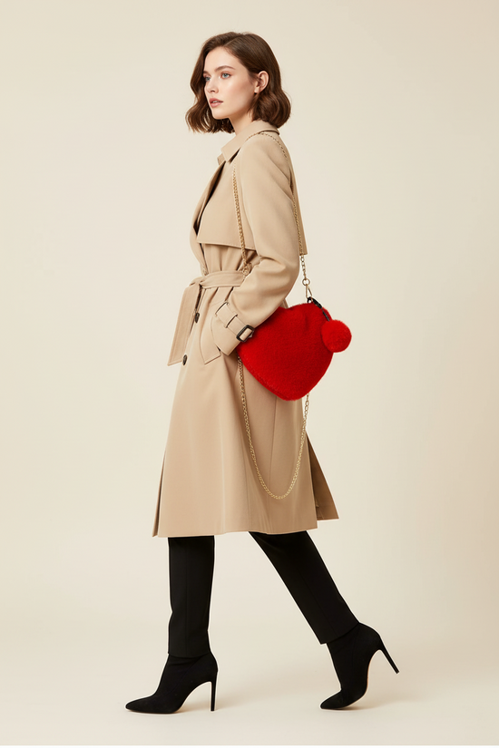 Korean Style Red Love Chain Fluff Bag