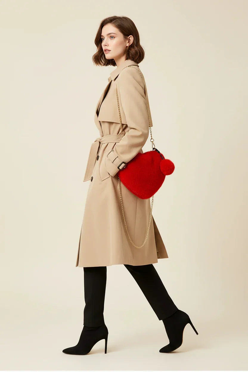 Korean Style Red Love Chain Fluff Bag
