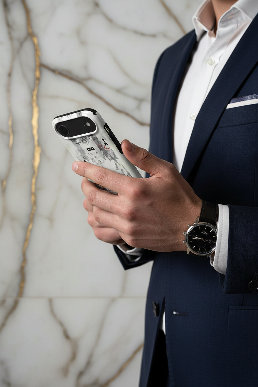 رجل يحمل غلاف الهاتف - لقطة 2