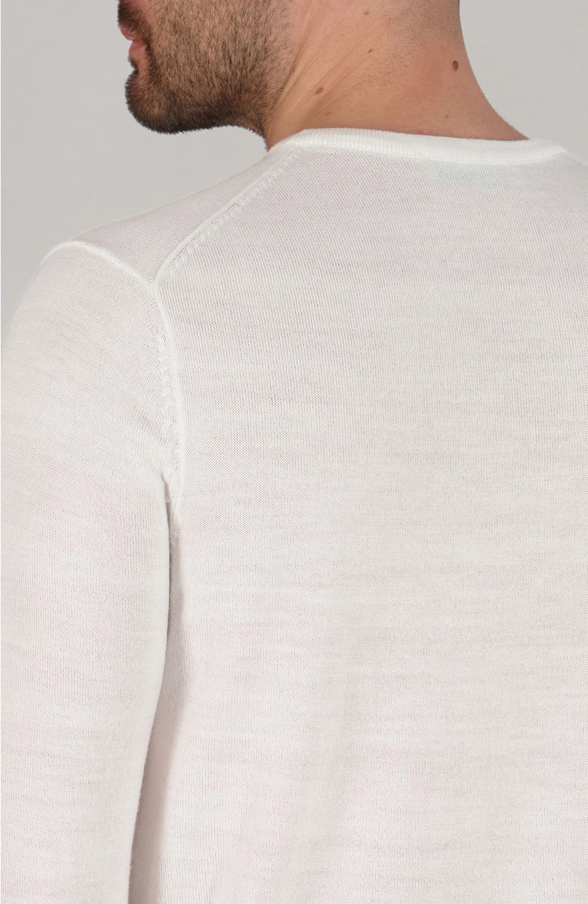 Premium Extra Fine Merino Wool White Sweater