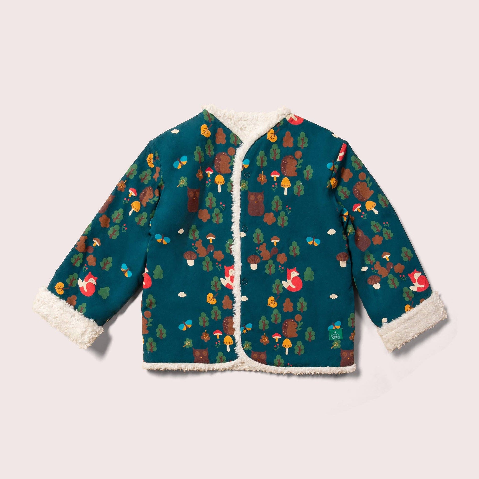 Kids Enchanted Forest Reversible Organic Cotton Sherpa Cosy Jacket