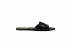 Flats Cow Black Leather Sandals