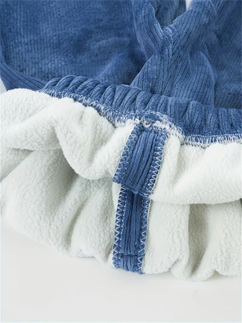 Fleece Lined Children's Thickened Deep Blue Pants