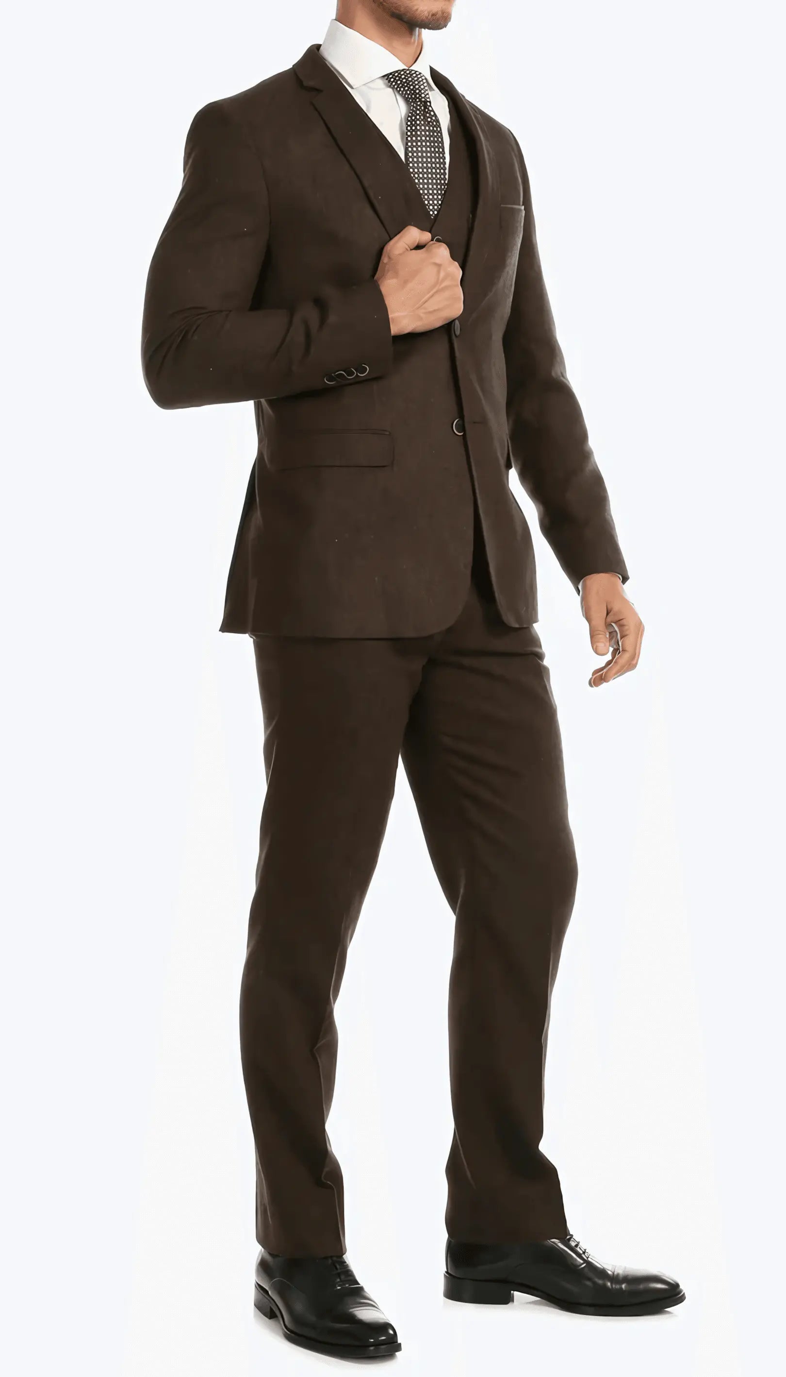 3-Piece Slim Fit Cognac Suit - IVORYNN