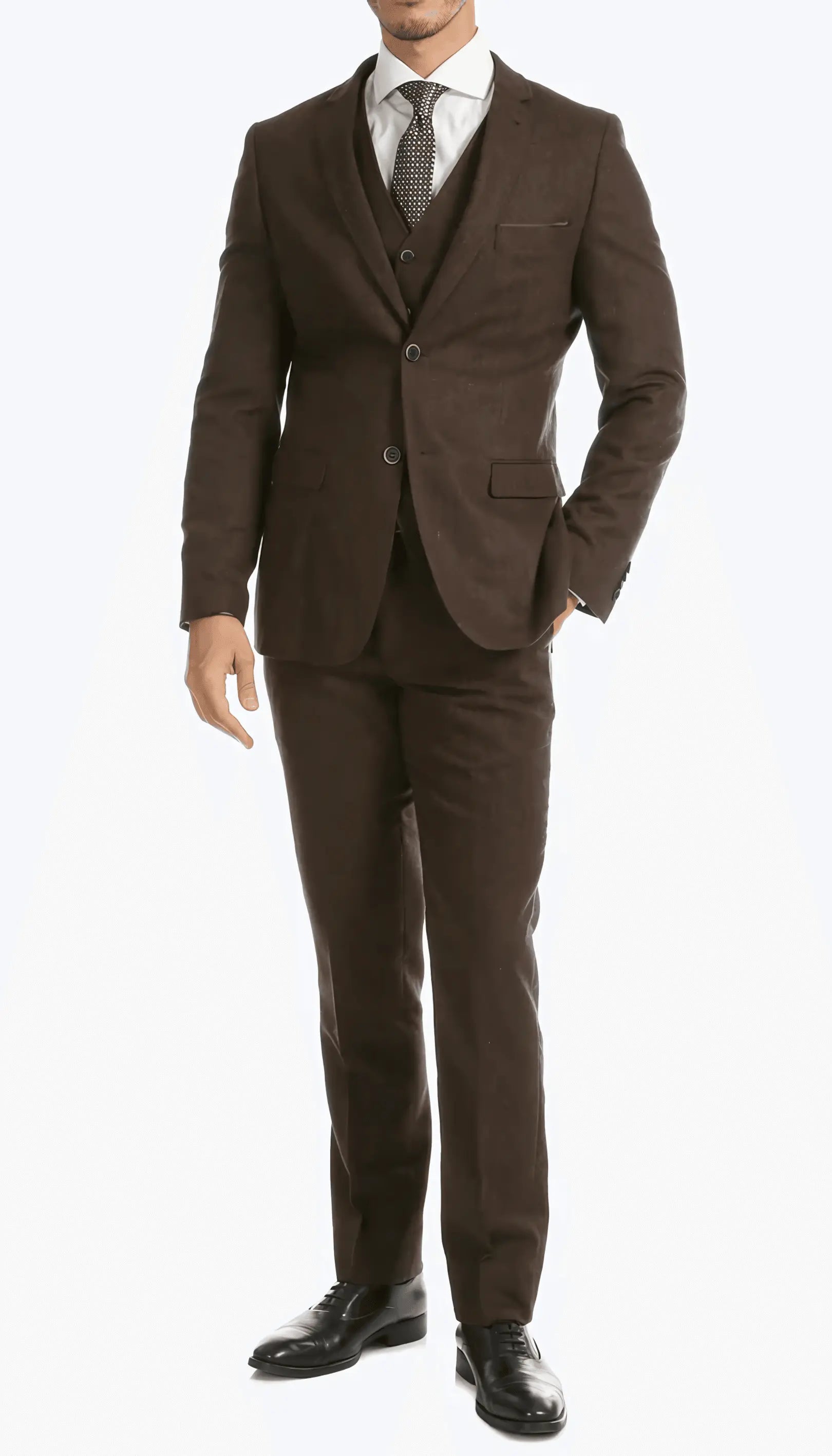 3-Piece Slim Fit Cognac Suit - IVORYNN