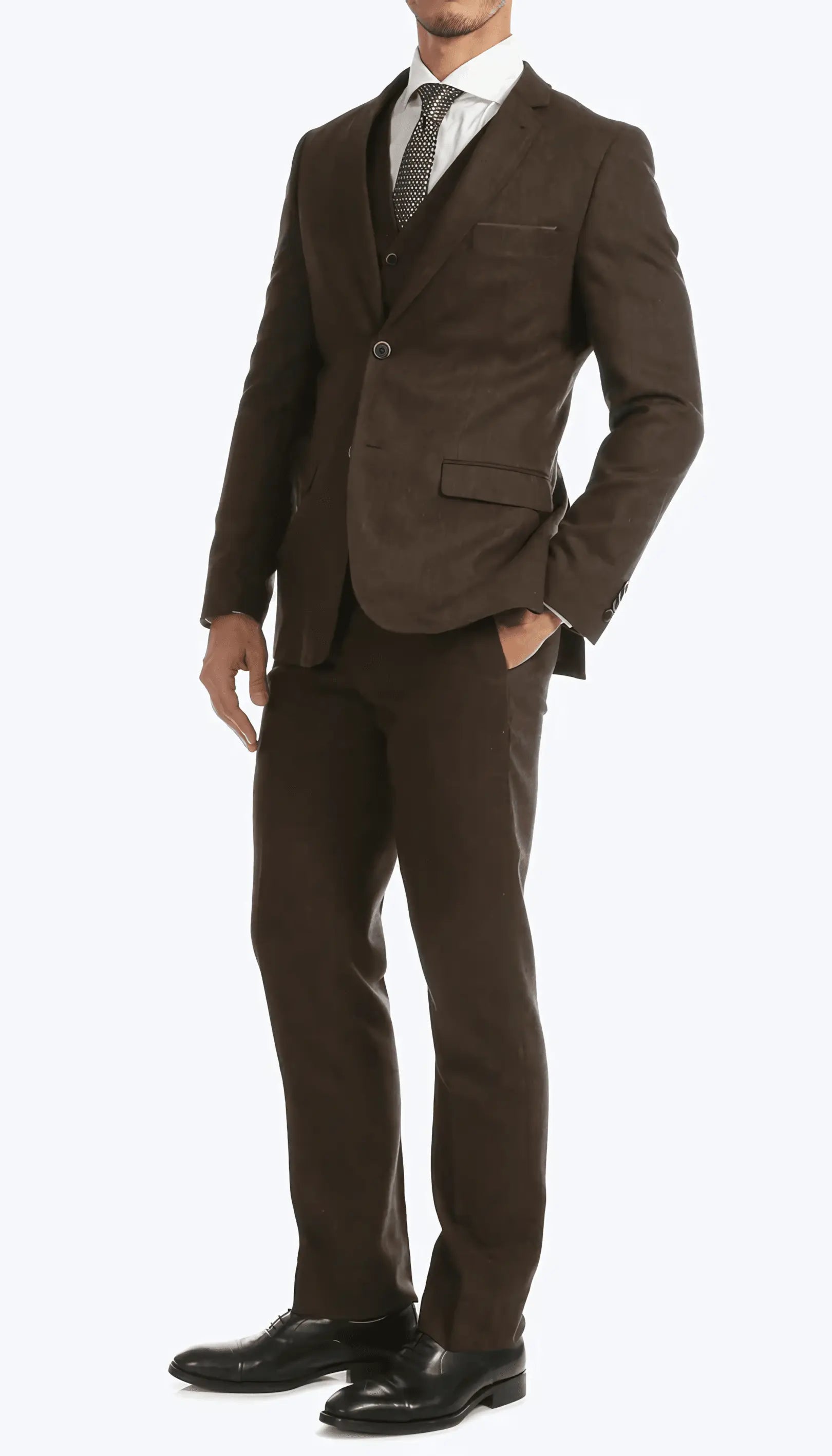 3-Piece Slim Fit Cognac Suit - IVORYNN