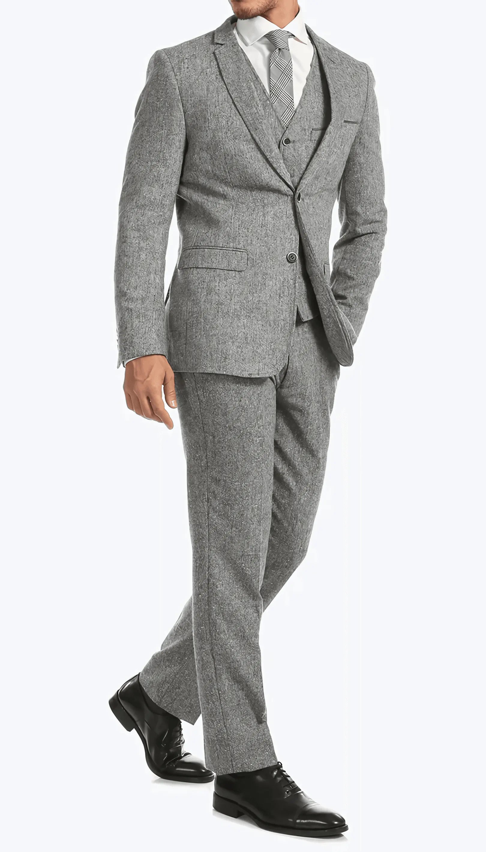 3-Piece Slim Fit Grey Suit - IVORYNN
