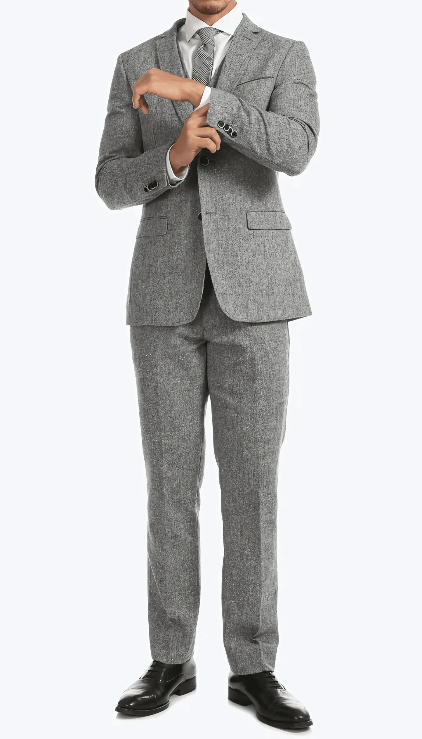3-Piece Slim Fit Grey Suit - IVORYNN