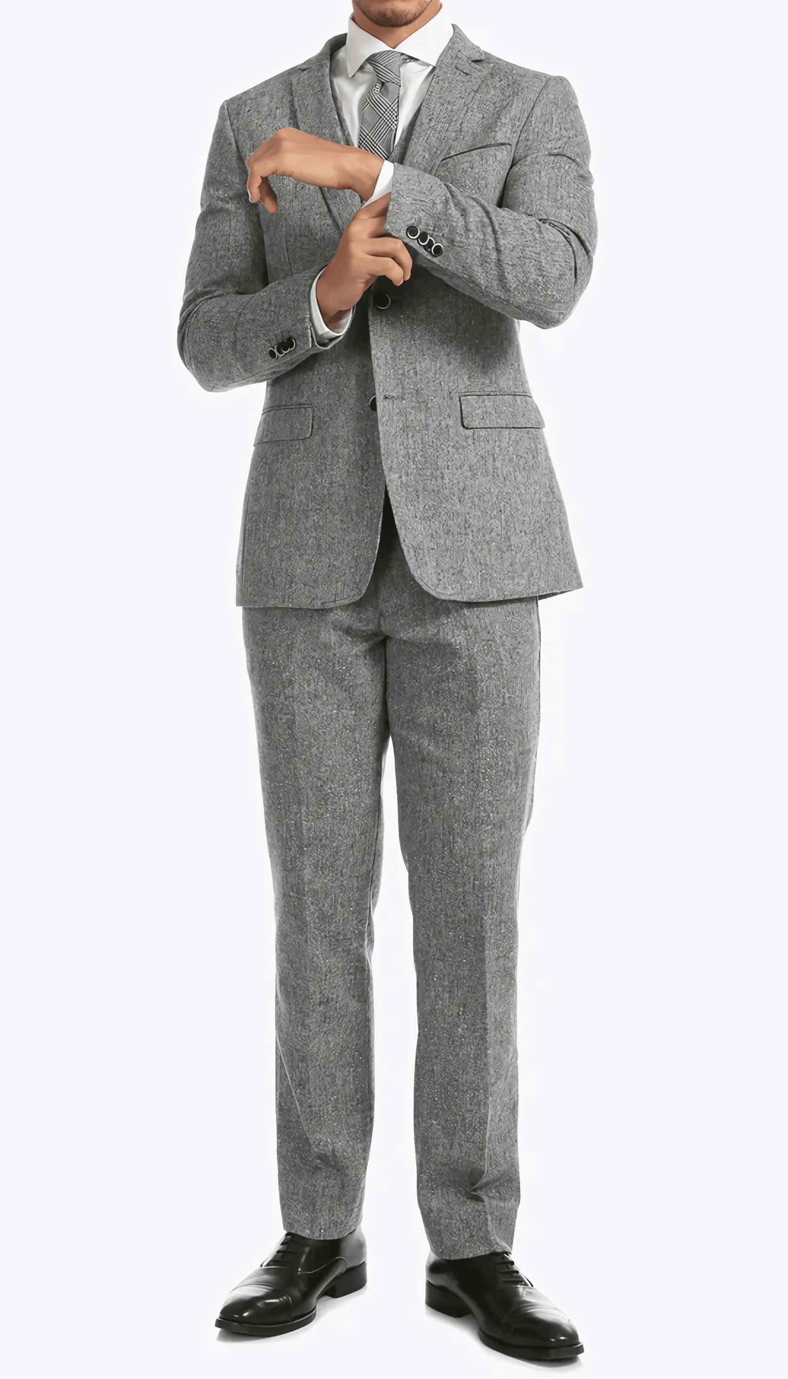 3-Piece Slim Fit Grey Suit - IVORYNN