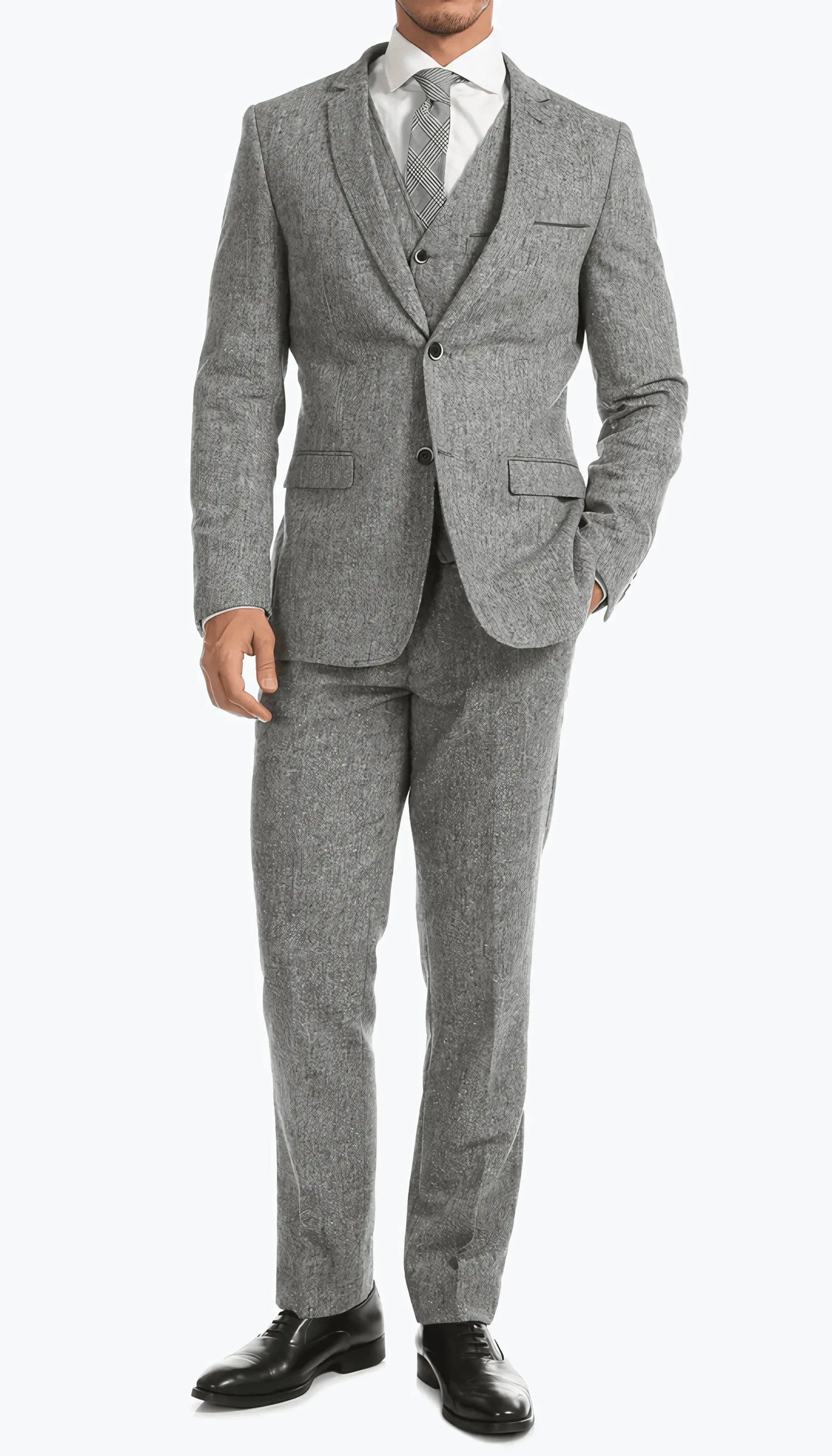 3-Piece Slim Fit Grey Suit - IVORYNN