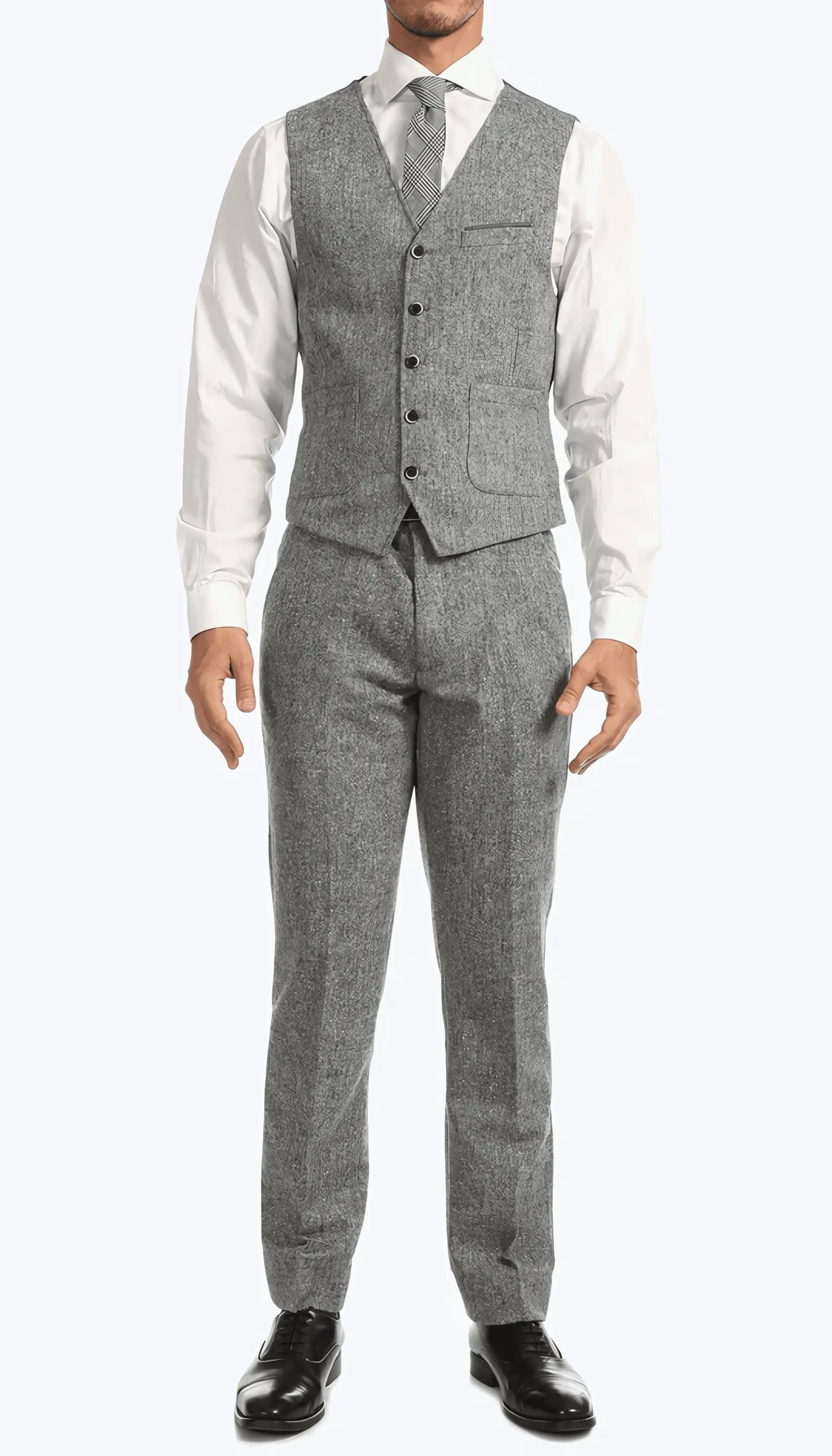 3-Piece Slim Fit Grey Suit - IVORYNN