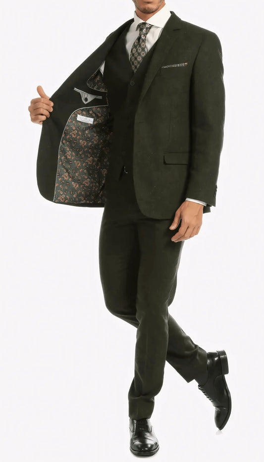 3-Piece Slim Fit  Hunter Green Suit