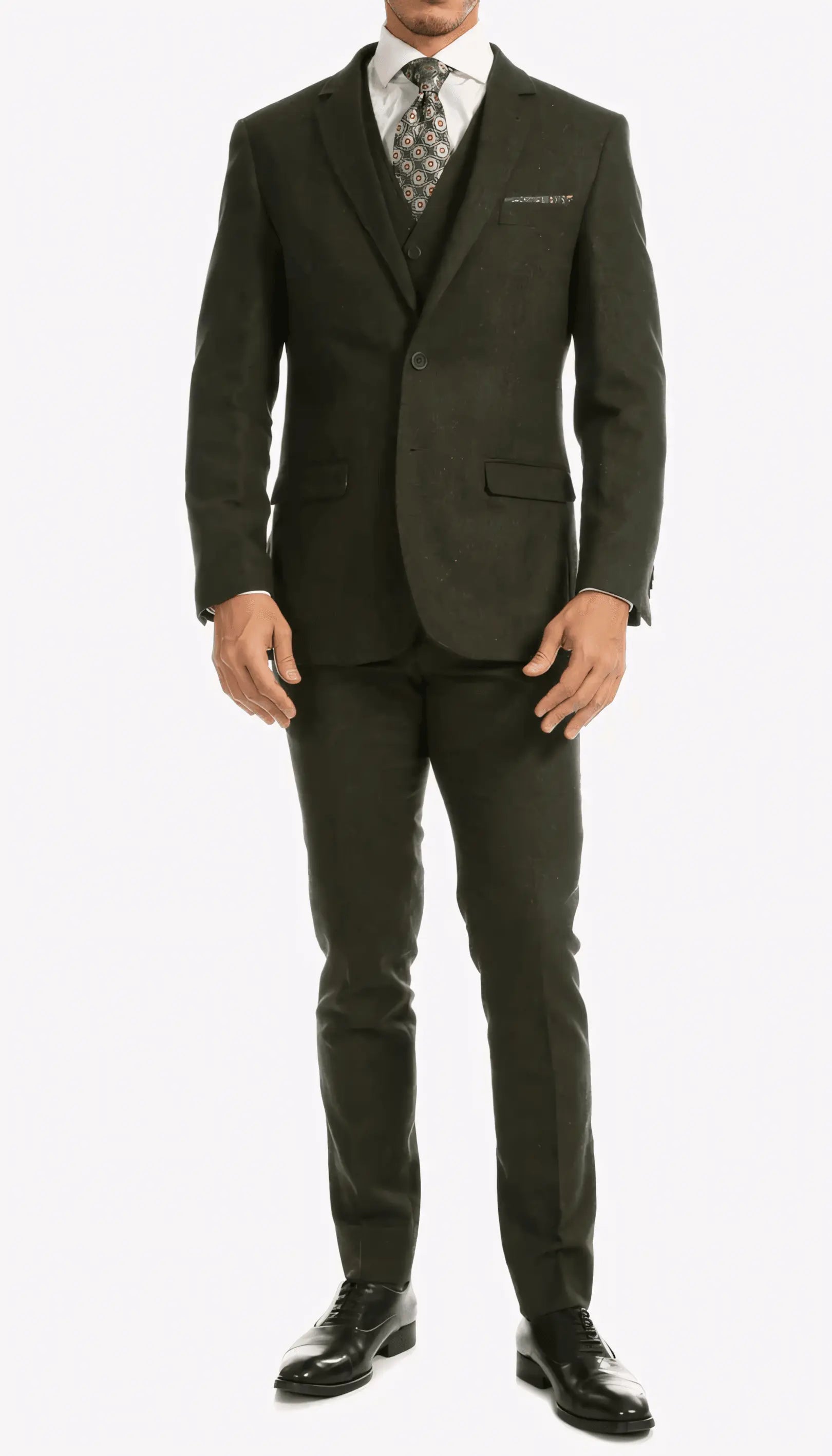 3-Piece Slim Fit Hunter Green Suit - IVORYNN
