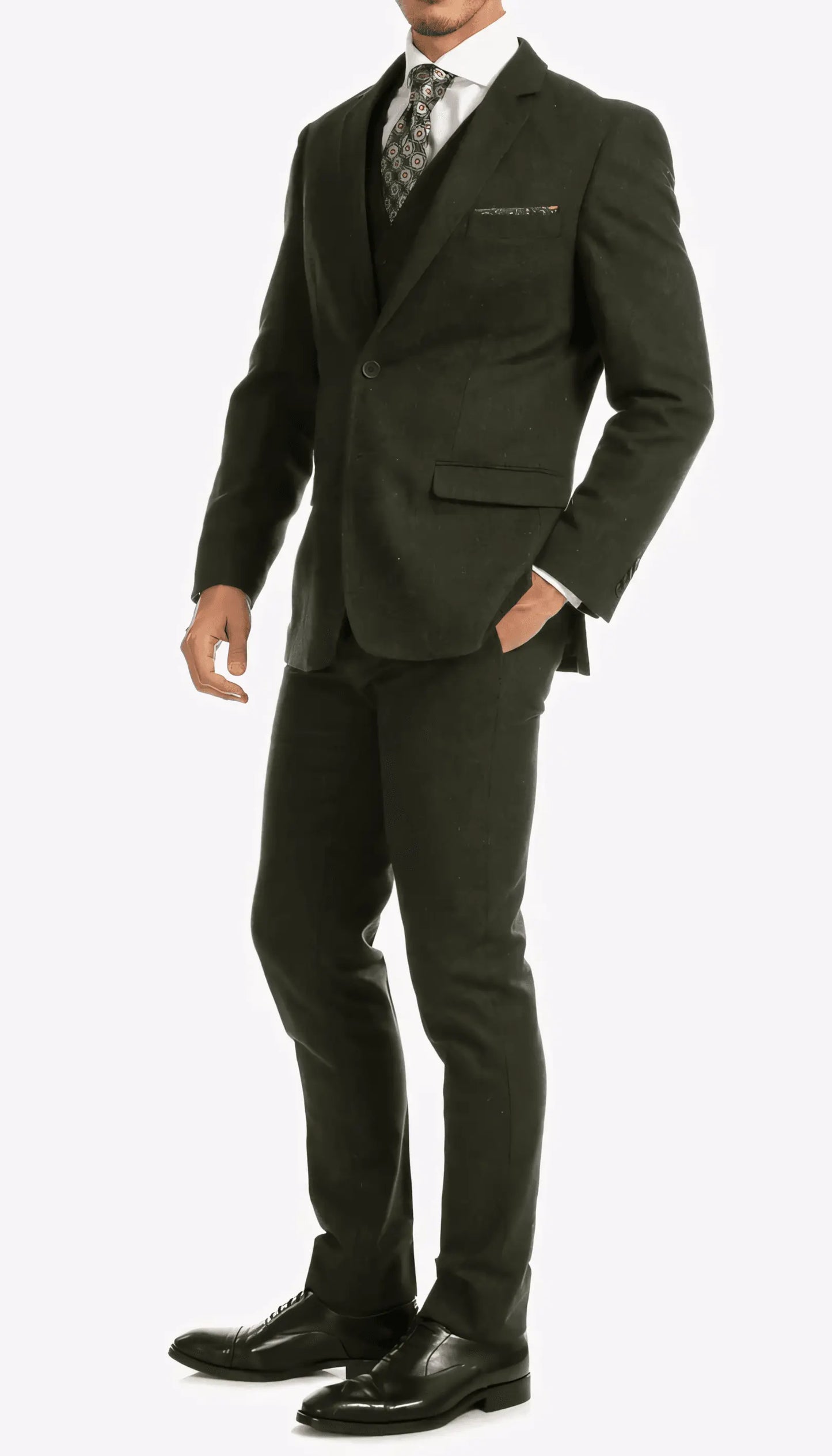 3-Piece Slim Fit Hunter Green Suit - IVORYNN