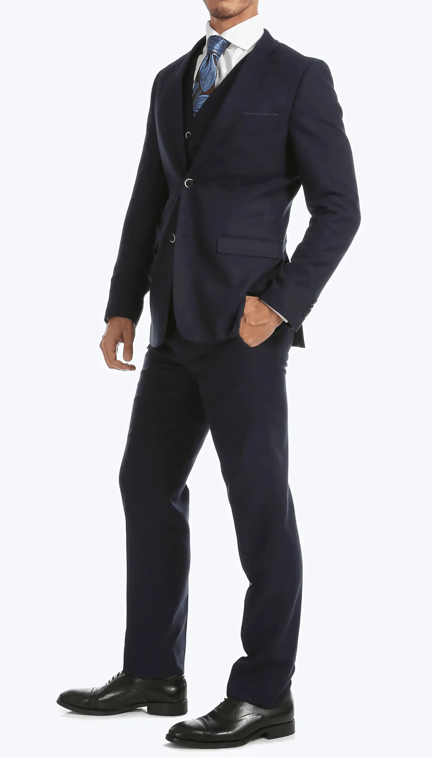 3-Piece Slim Fit Navy Suit - IVORYNN