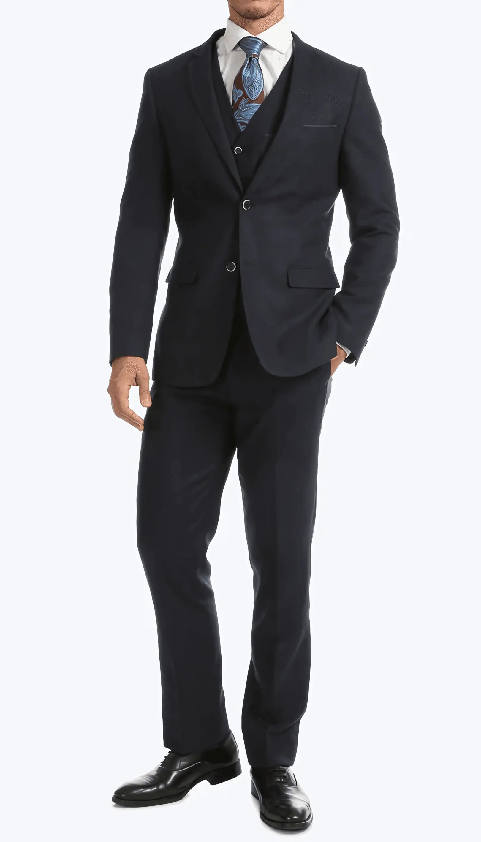 3-Piece Slim Fit Navy Suit - IVORYNN
