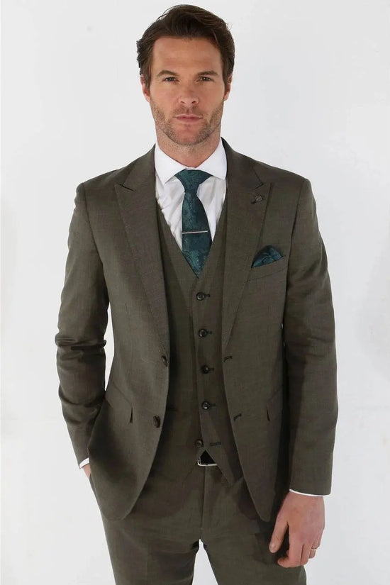 3 Piece Summer Wedding Fit Wenge Suit - IVORYNN