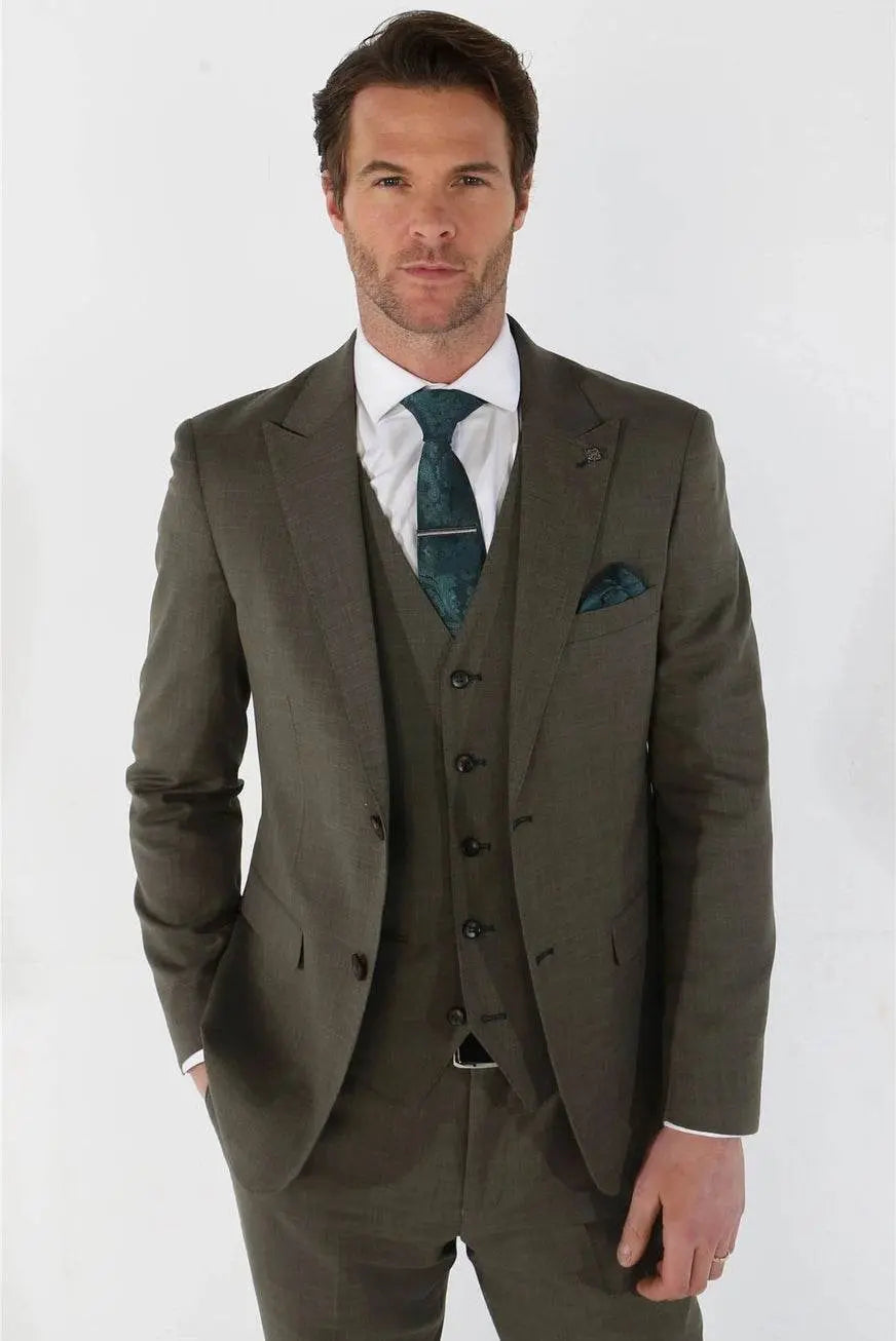 3 Piece Summer Wedding Fit Wenge Suit - IVORYNN