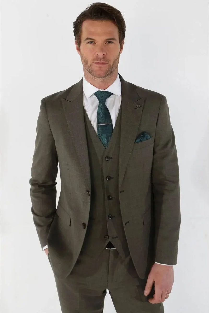 3 Piece Summer Wedding Fit Wenge Suit - IVORYNN