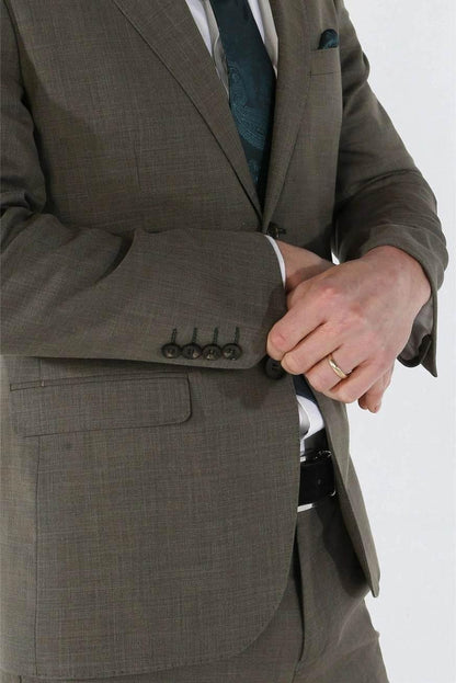 3 Piece Summer Wedding Fit Wenge Suit - IVORYNN