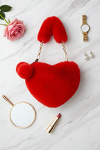 Korean Style Red Love Chain Fluff Bag