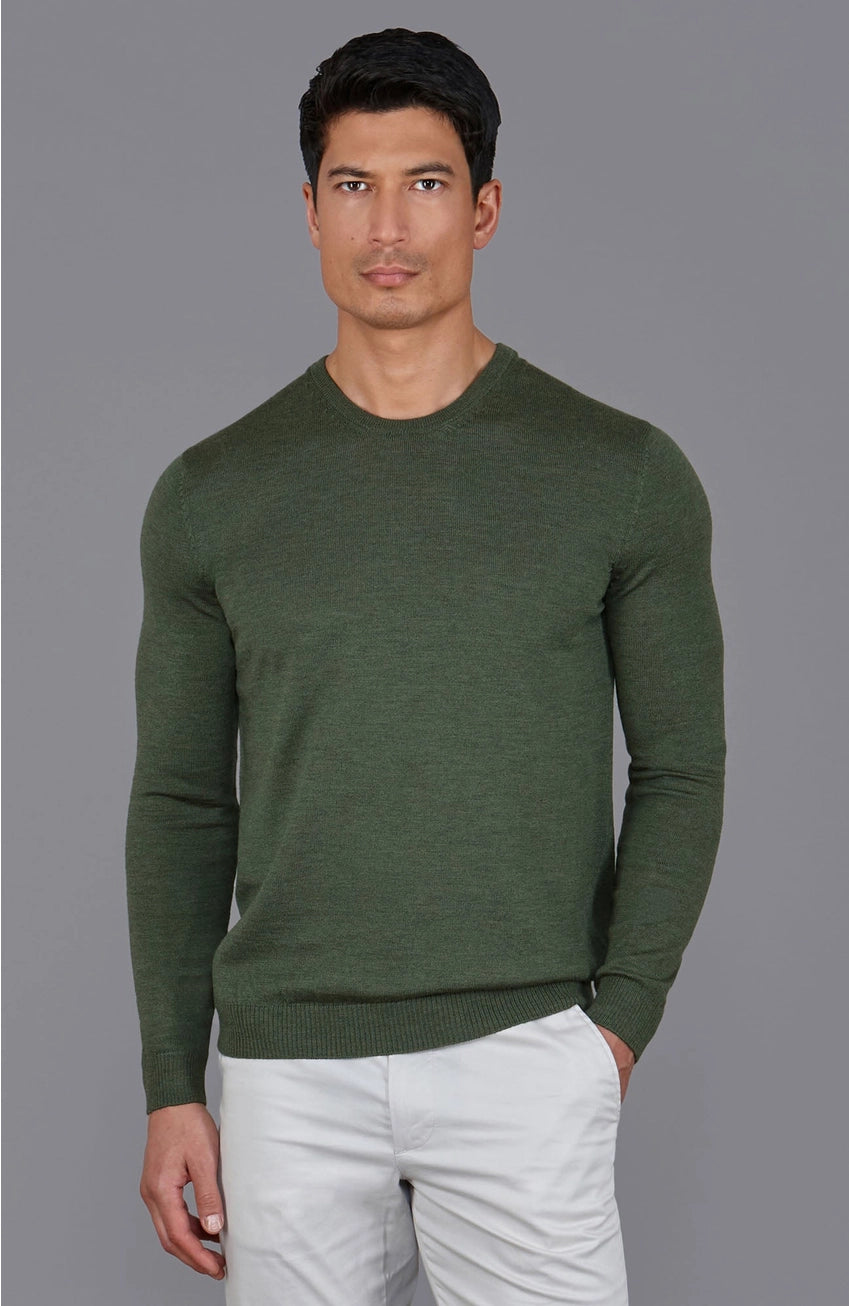 Premium Extra Fine Merino Wool Green Sweater