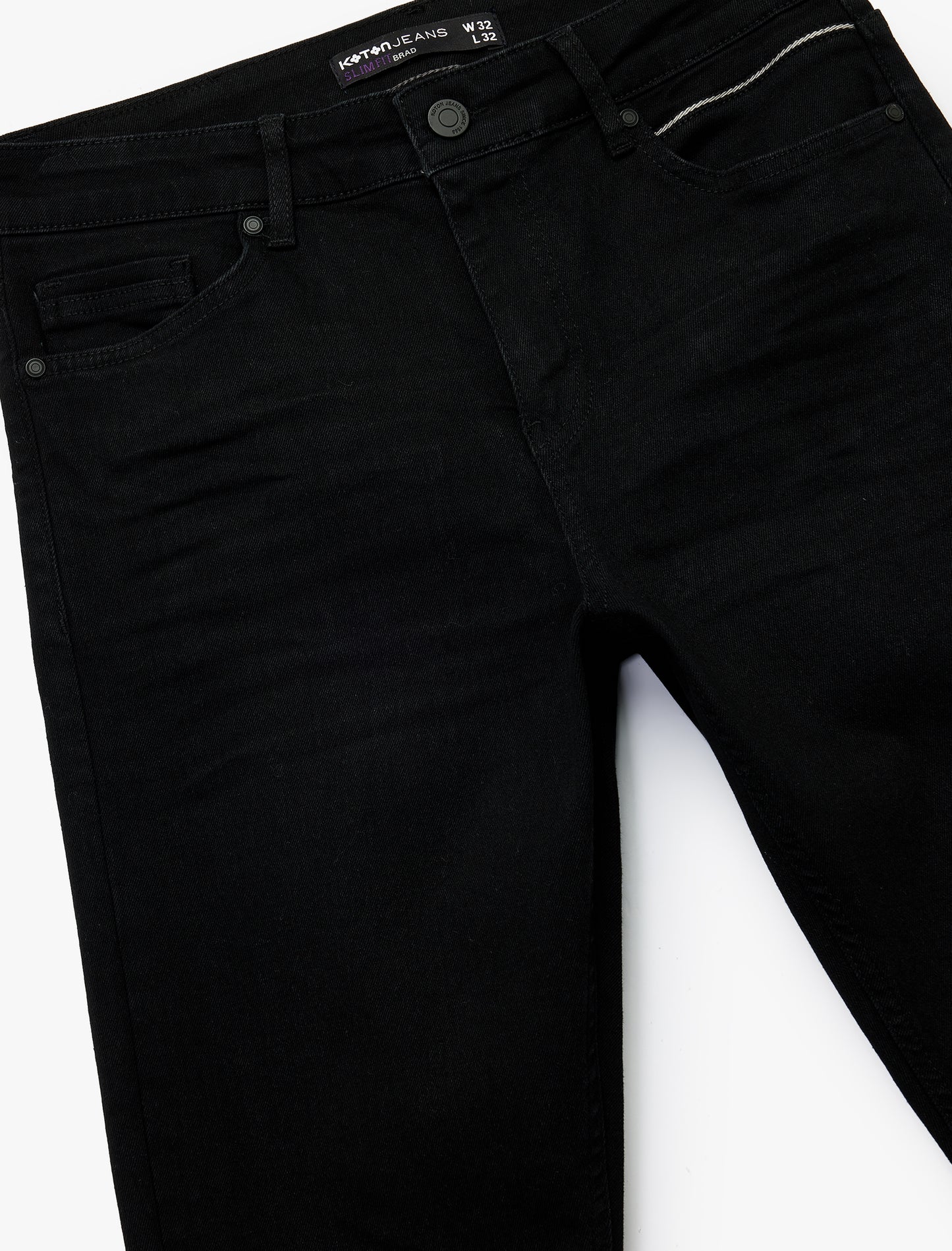 Koton Men's Black Cotton Slim Fit Brad Jeans - Regular Waist Stretch Denim