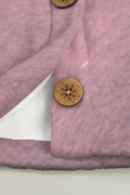 Merry Christmas Cherry Pink Flannel Hoodie with Cat Ears