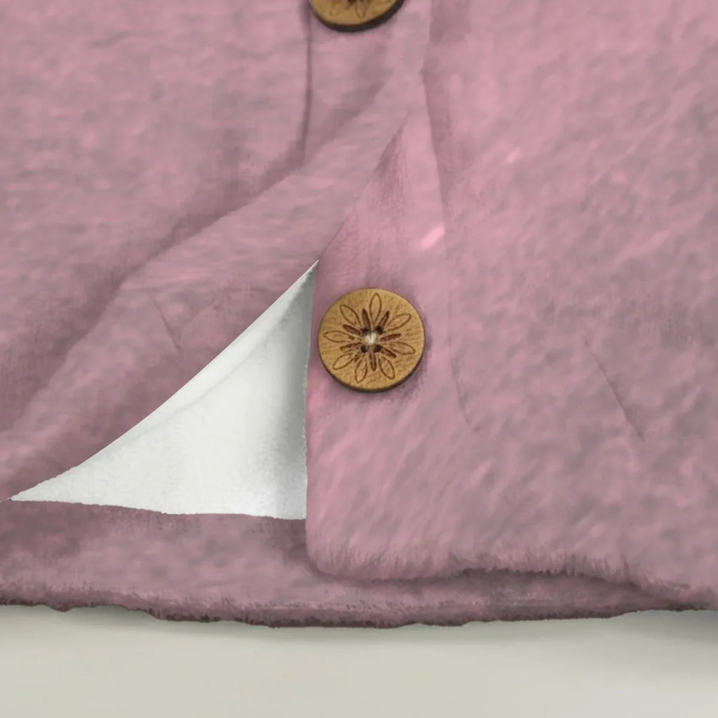 Merry Christmas Cherry Pink Flannel Hoodie with Cat Ears