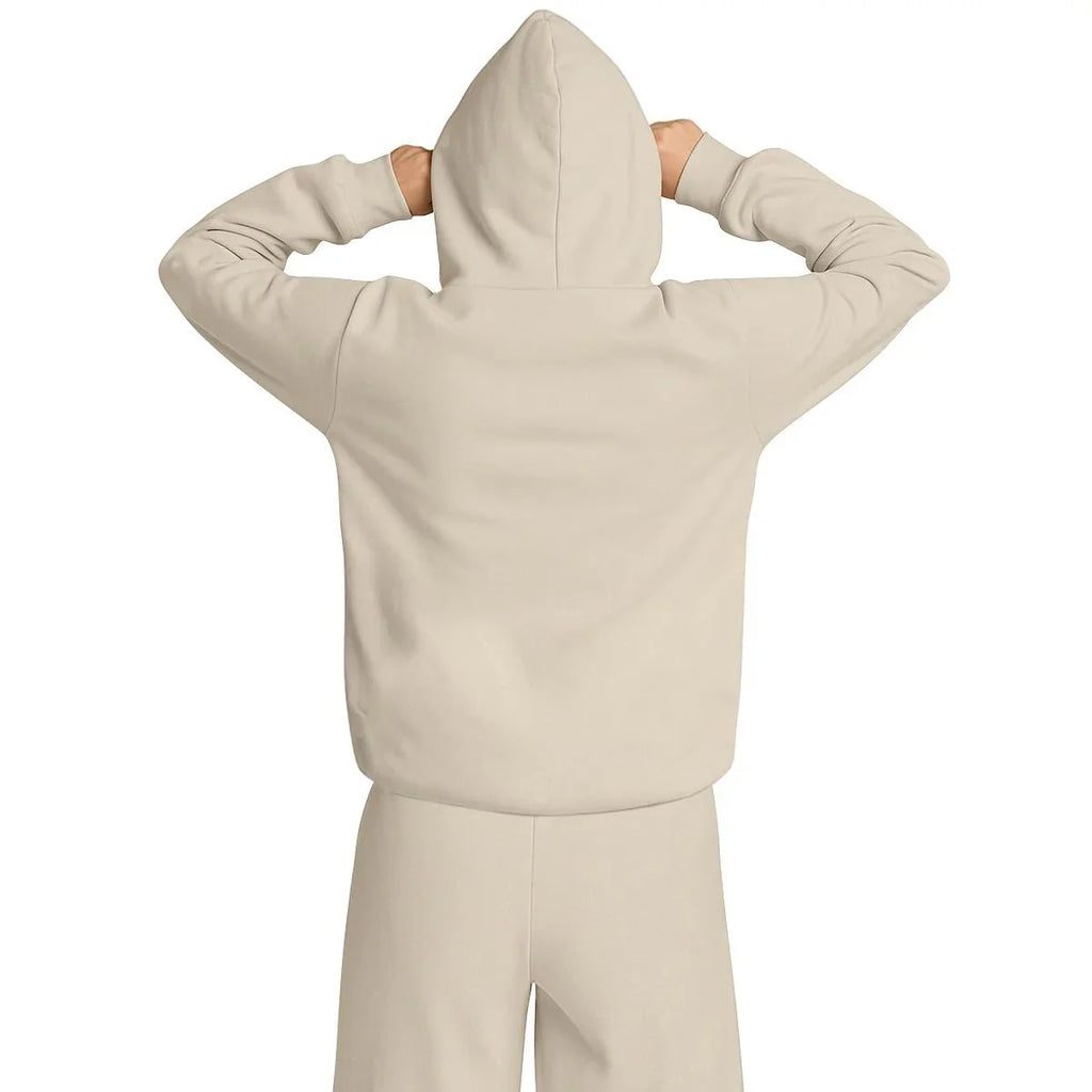 Travel Nap Soft Cream Hoodie with Built-in Eye Mask