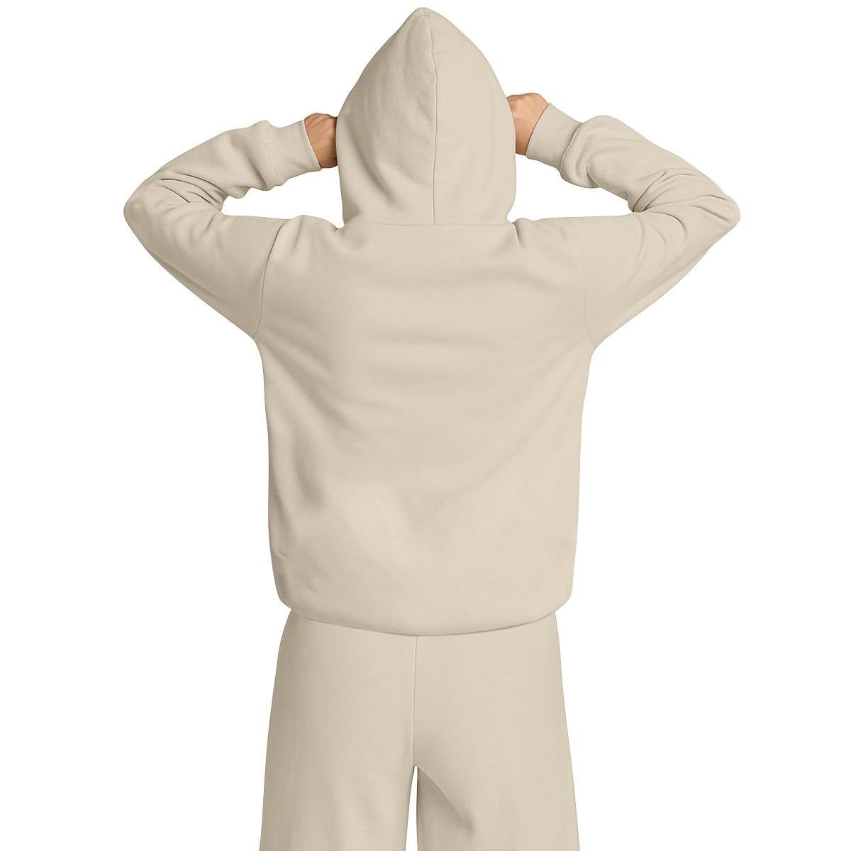 Travel Nap Soft Cream Hoodie with Built-in Eye Mask