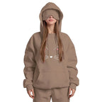 Travel Nap Dark Brown Hoodie with Built-in Eye Mask
