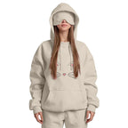 Travel Nap Soft Cream Hoodie with Built-in Eye Mask