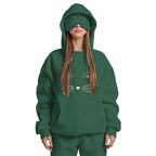 Travel Nap Grass Green Hoodie with Built-in Eye Mask