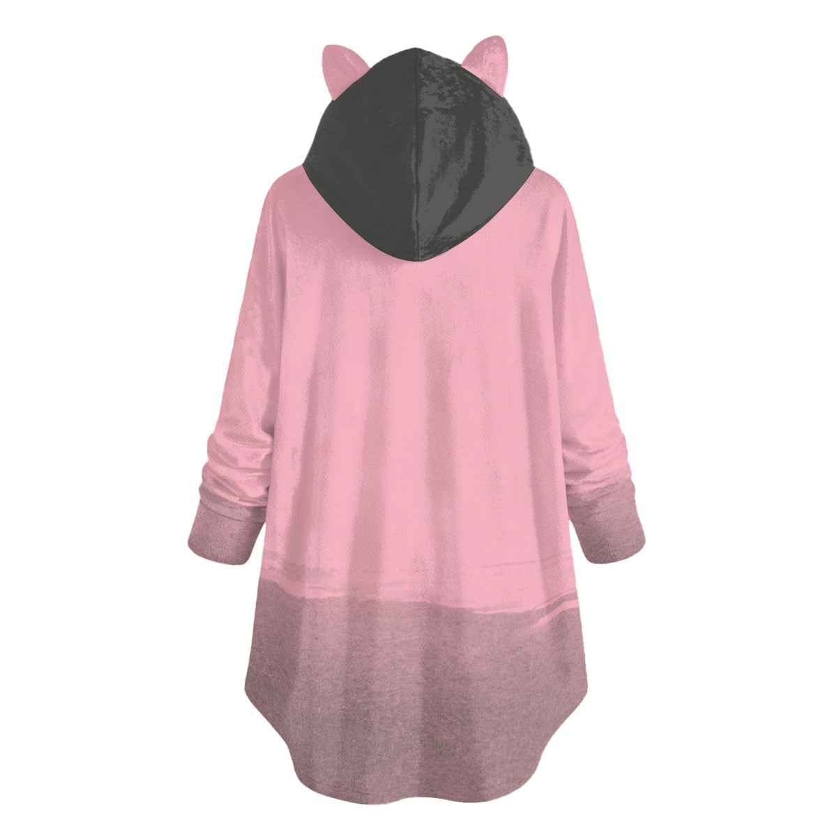 Merry Christmas Cherry Pink Flannel Hoodie with Cat Ears