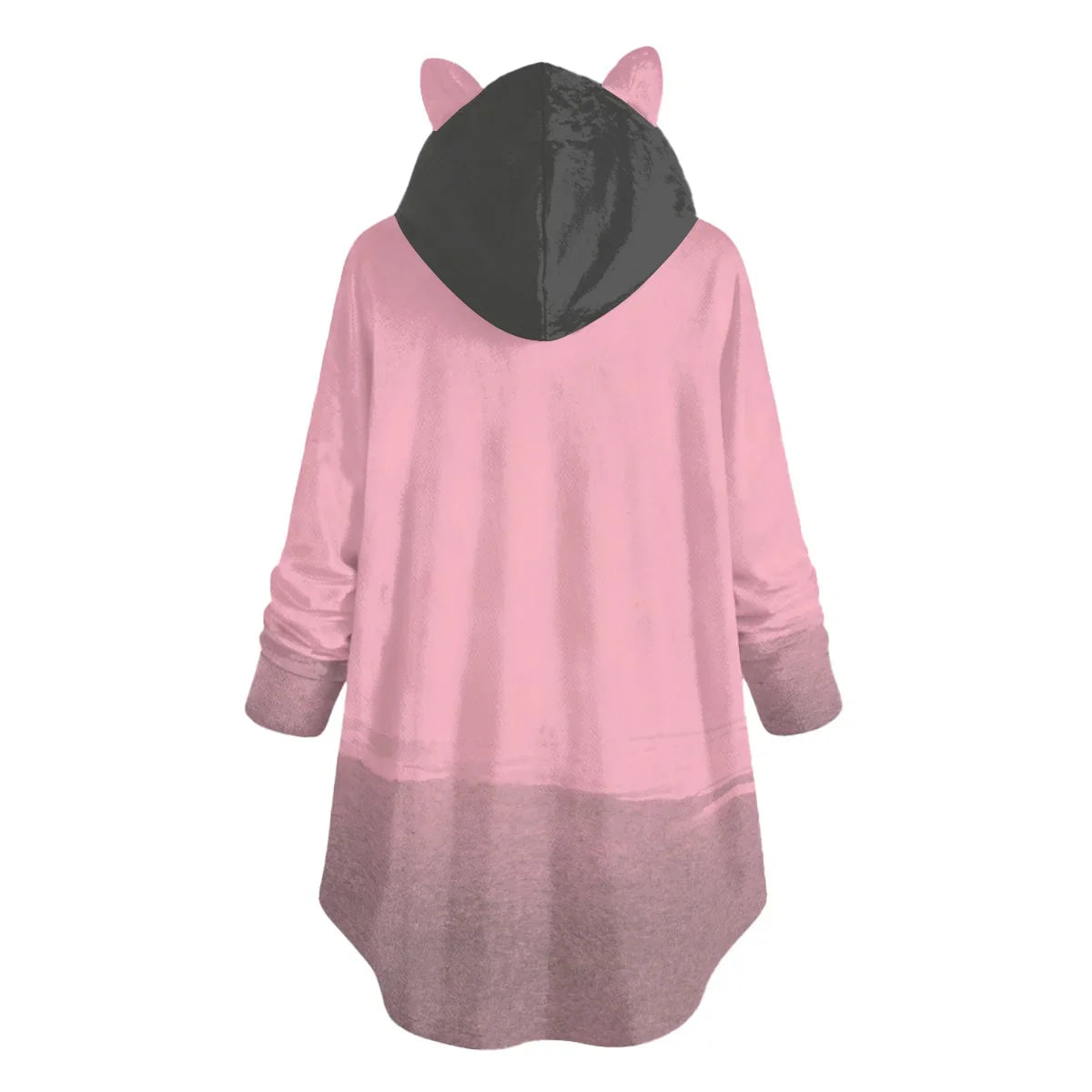 Merry Christmas Cherry Pink Flannel Hoodie with Cat Ears