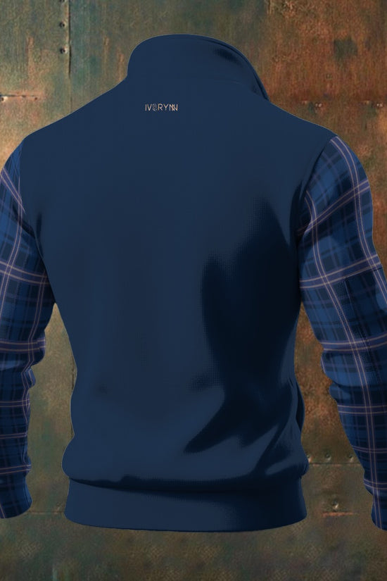 Plaid Luxury Navy Thick Knit Fleece Jacket