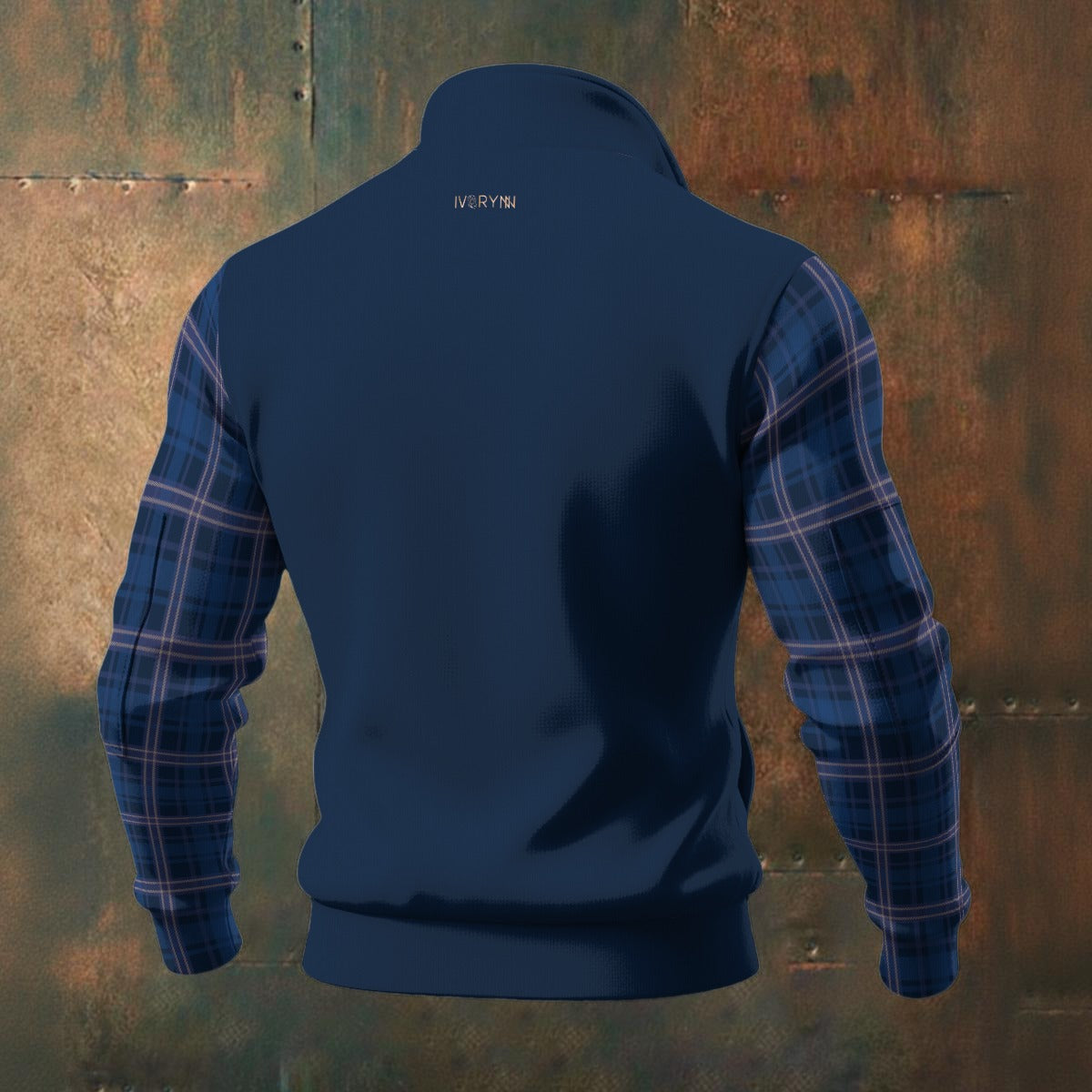 Plaid Luxury Navy Thick Knit Fleece Jacket