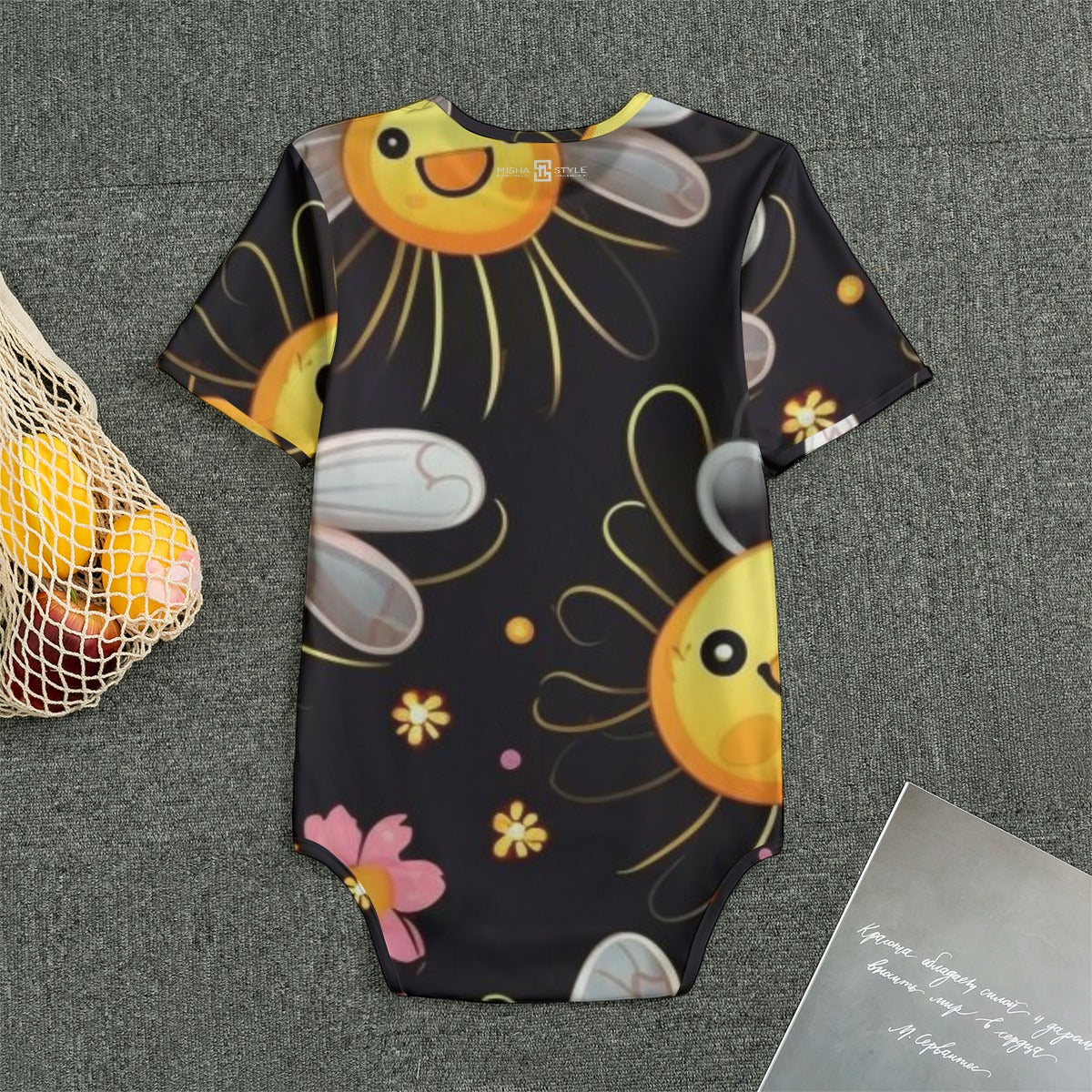 Sun Flower Black Baby Bodysuits