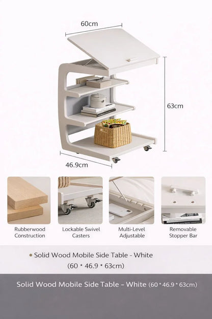 Solid Wood Movable Sofa Side Table