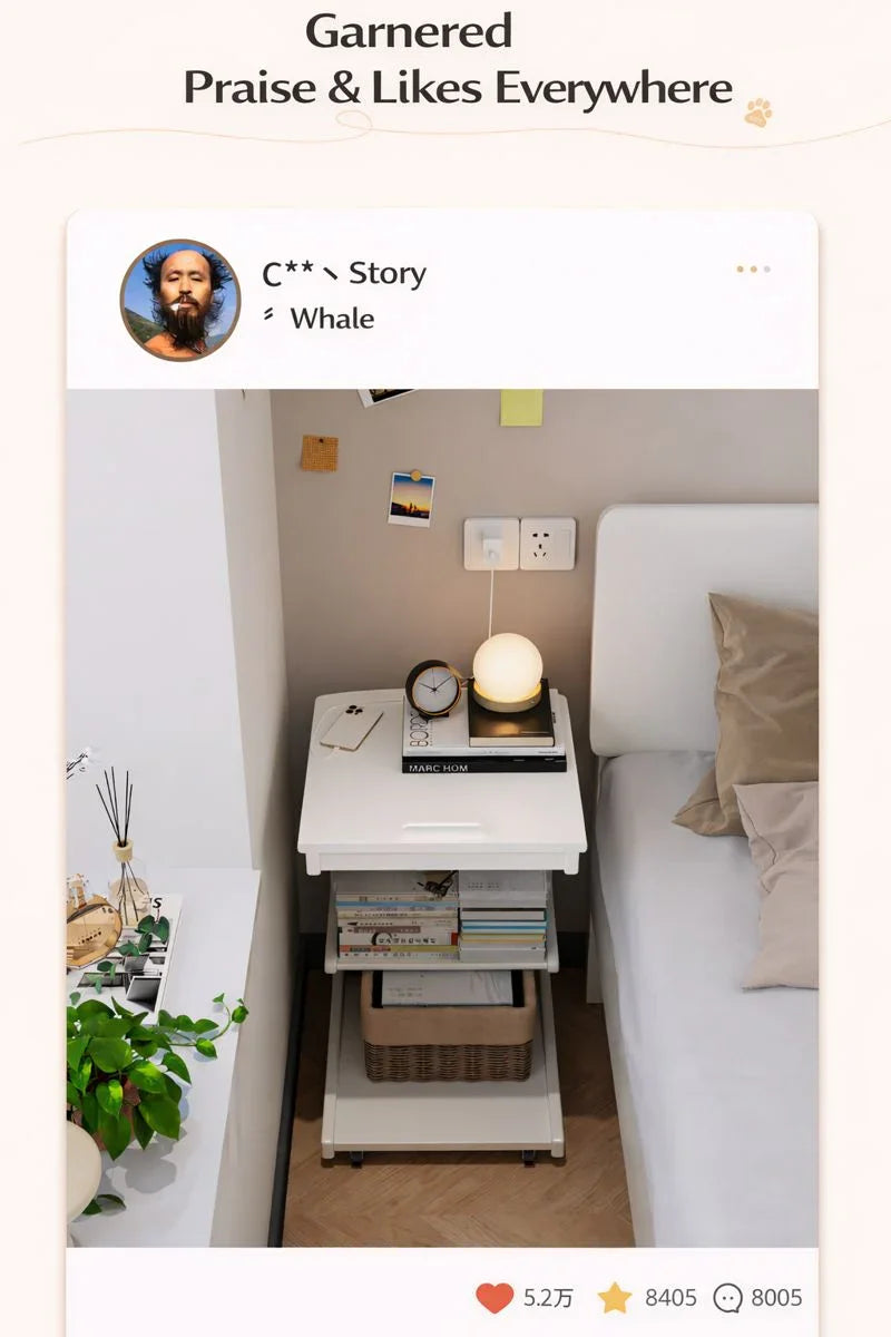 Solid Wood Movable Sofa Side Table