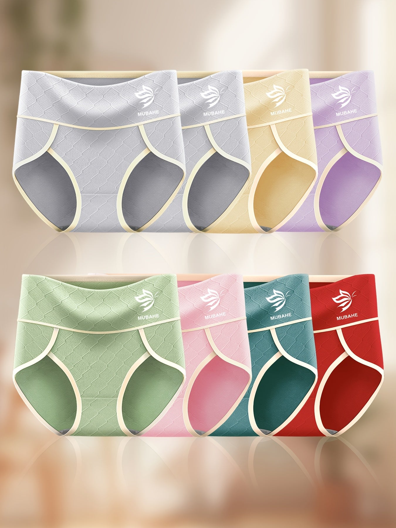 8 Pieces Cotton High-Waist Sexy Breathable Stretch Briefs