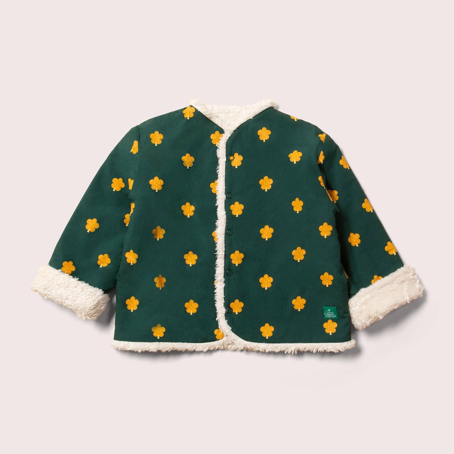 Cozy Organic Cotton Reversible Golden Leaves Print Sherpa Kids' Winter Jacket